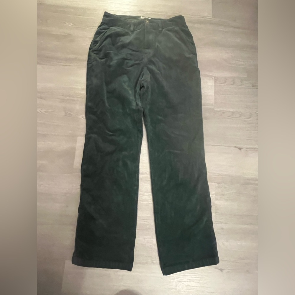 Faherty Teal Green Corduroy Wide-Leg Pants - Picture 4 of 8